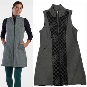 Title Nine Passport Dress Tunic Vest Black Gray Sleeveless Mock Neck Size M